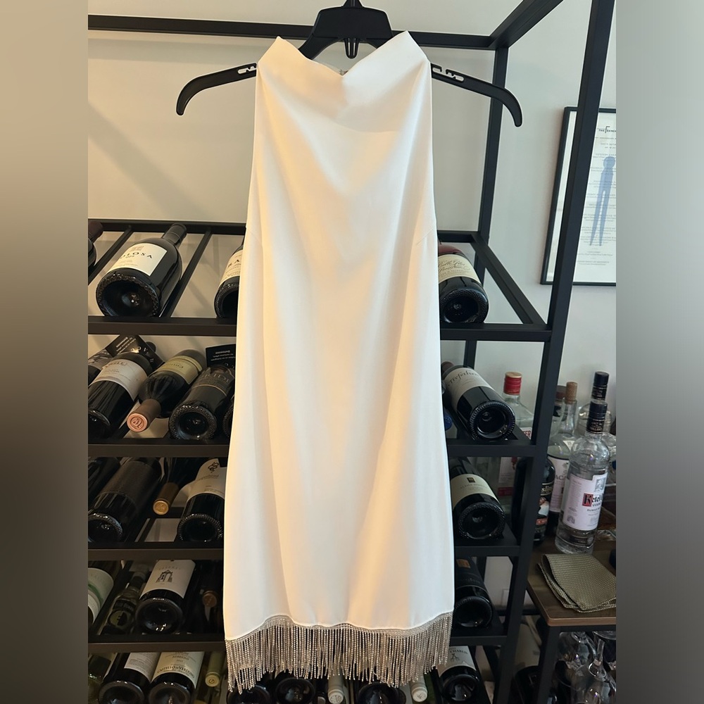 Amanda Uprichard Alma Crystal Fringe Hem Dress